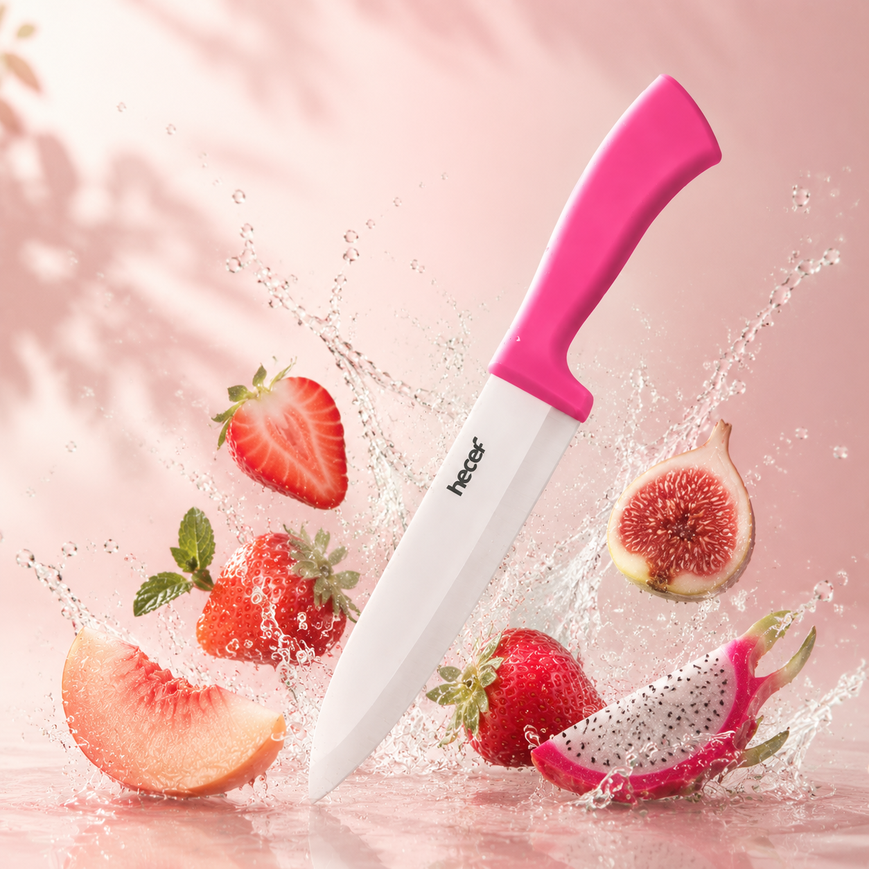 Hecef 3-Piece Ceramic Knife Set With 3 Blade Covers, Hot Pink Sharp Chef Utility Paring Knife