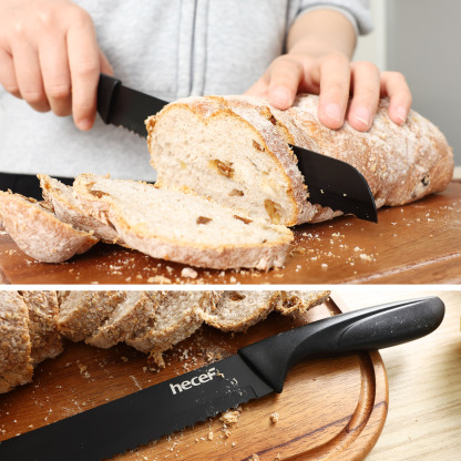 Hecef 6-Piece Stainless Steel Chef Cooking Knife Set with Blade Sheaths, Dishwasher Safe