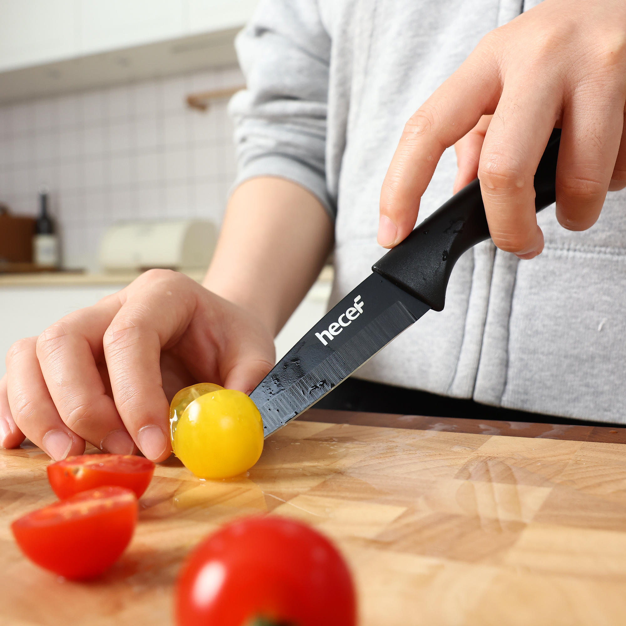Hecef 6-Piece Stainless Steel Chef Cooking Knife Set with Blade Sheaths, Dishwasher Safe