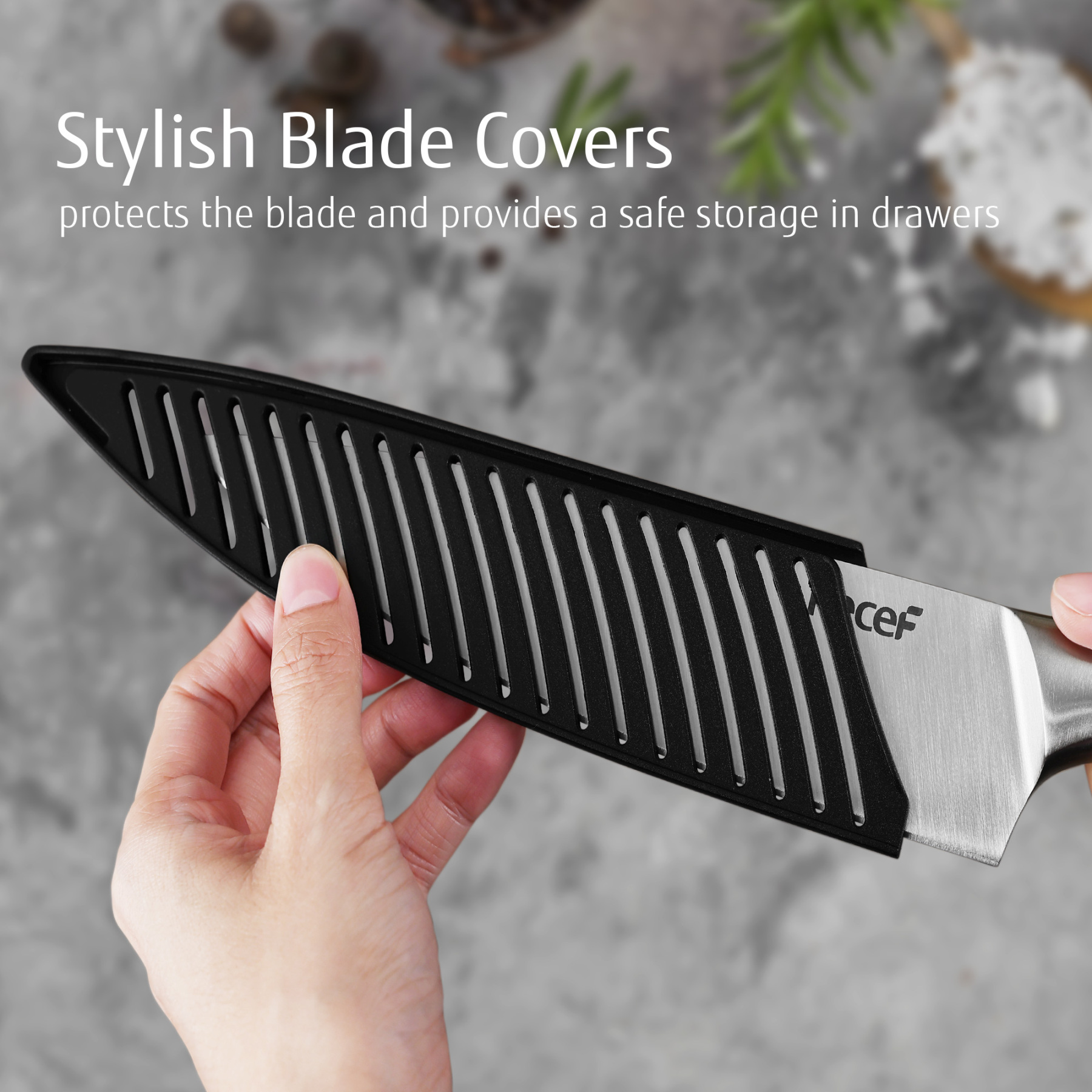hecef 3-piece knife set sharp kitchen knives with stainless steel blade and hollow handle blade guard