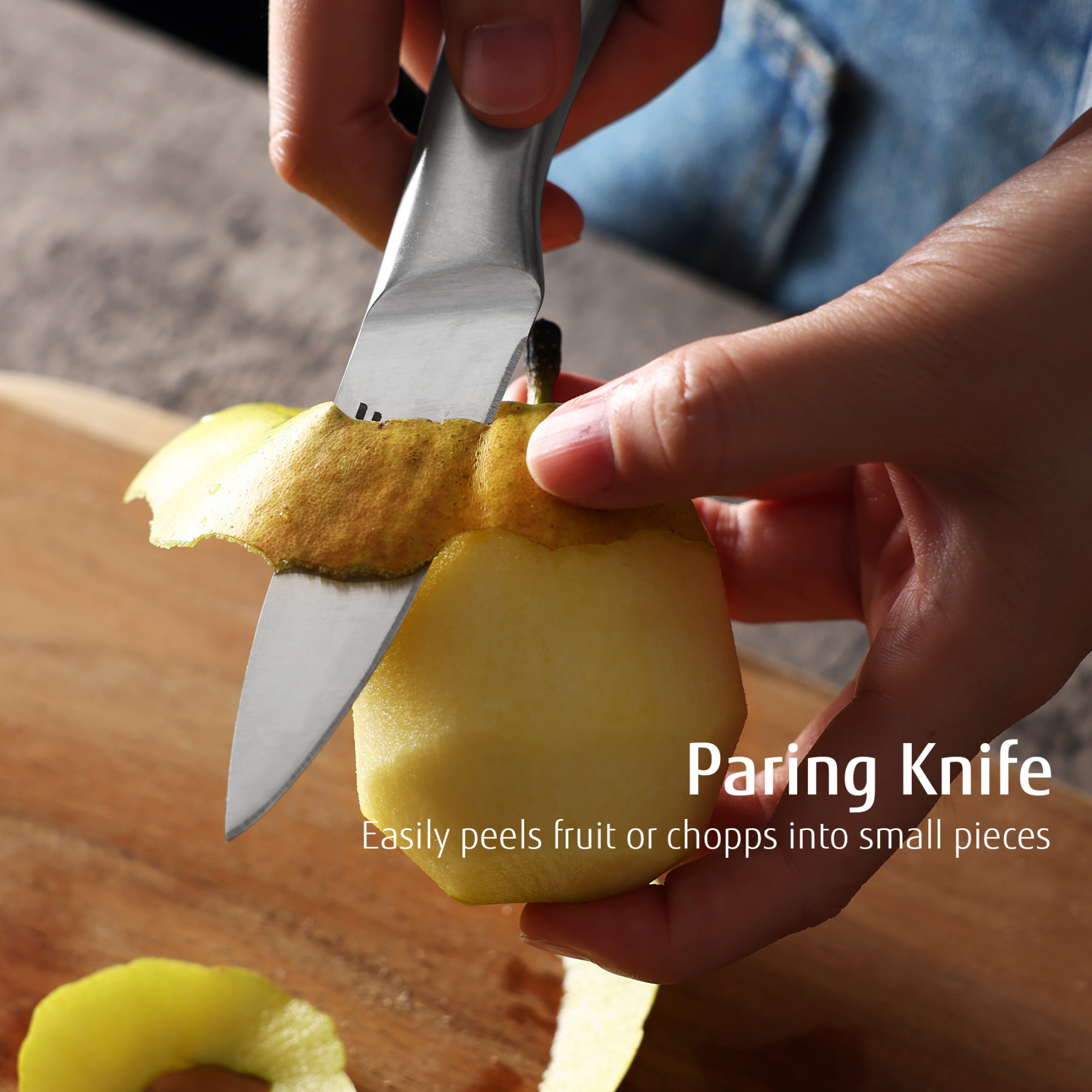 hecef 3-piece knife set sharp kitchen knives with stainless steel blade and hollow handle blade guard