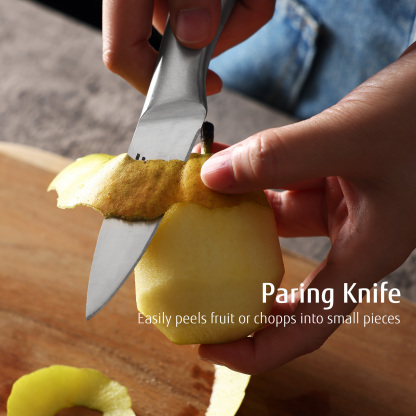 hecef 3-piece knife set sharp kitchen knives with stainless steel blade and hollow handle blade guard