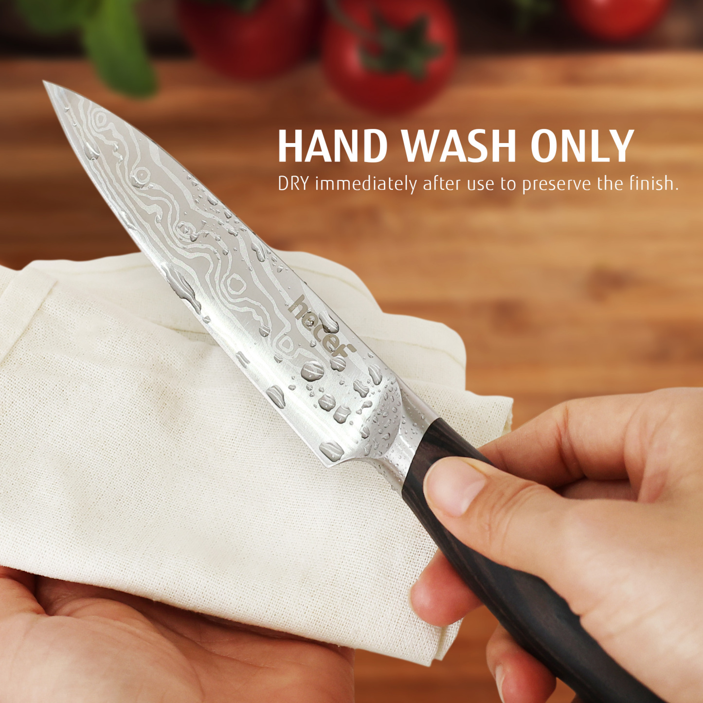 hecef 5in utility knife carbon steel blade double bolster and ergonomic coffee pakkawood handle