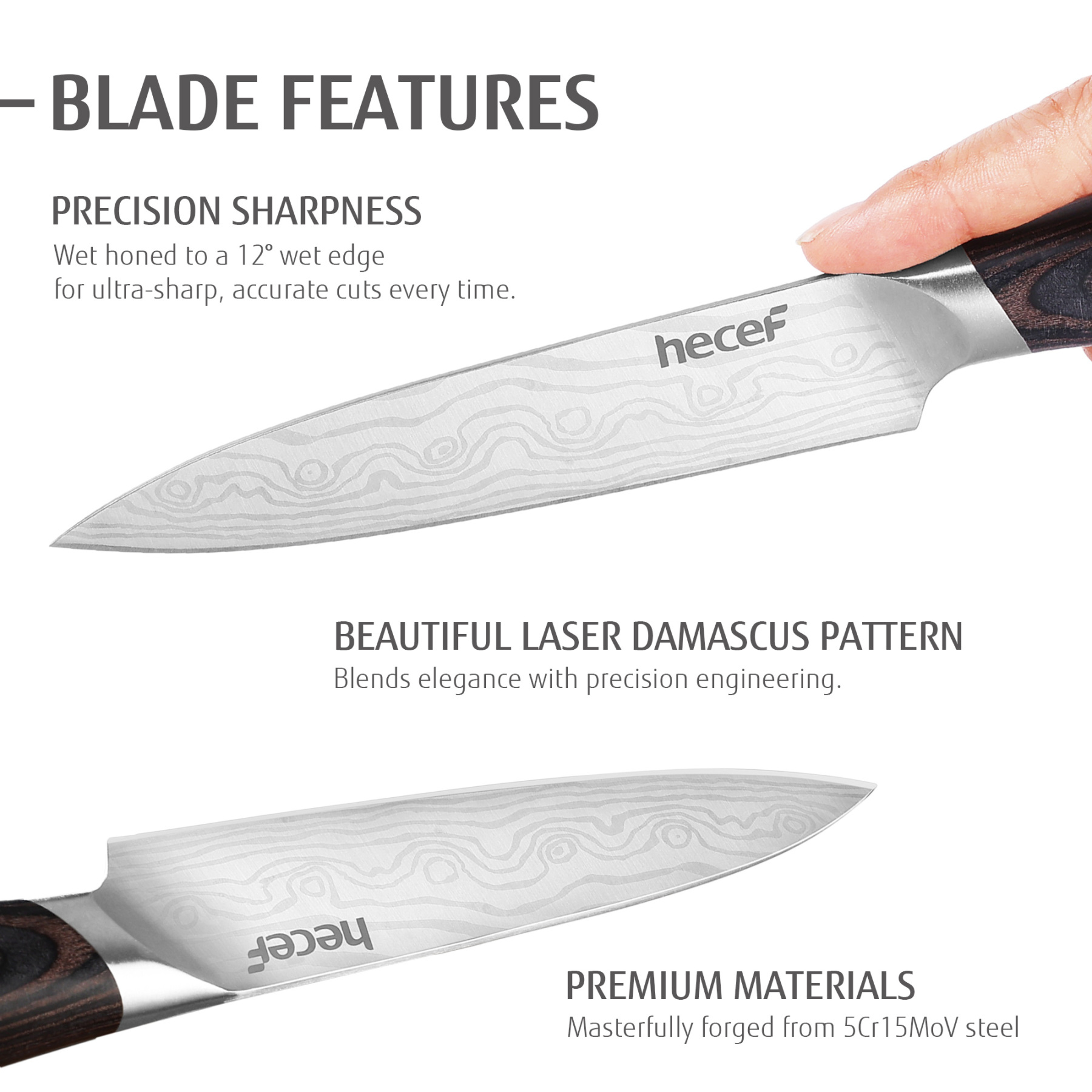 hecef 5in utility knife carbon steel blade double bolster and ergonomic coffee pakkawood handle