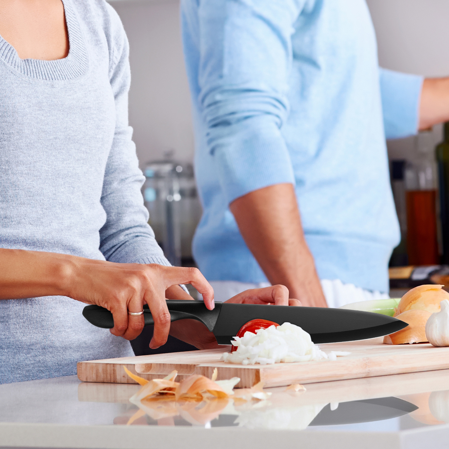 Hecef 6-Piece Stainless Steel Chef Cooking Knife Set with Blade Sheaths, Dishwasher Safe