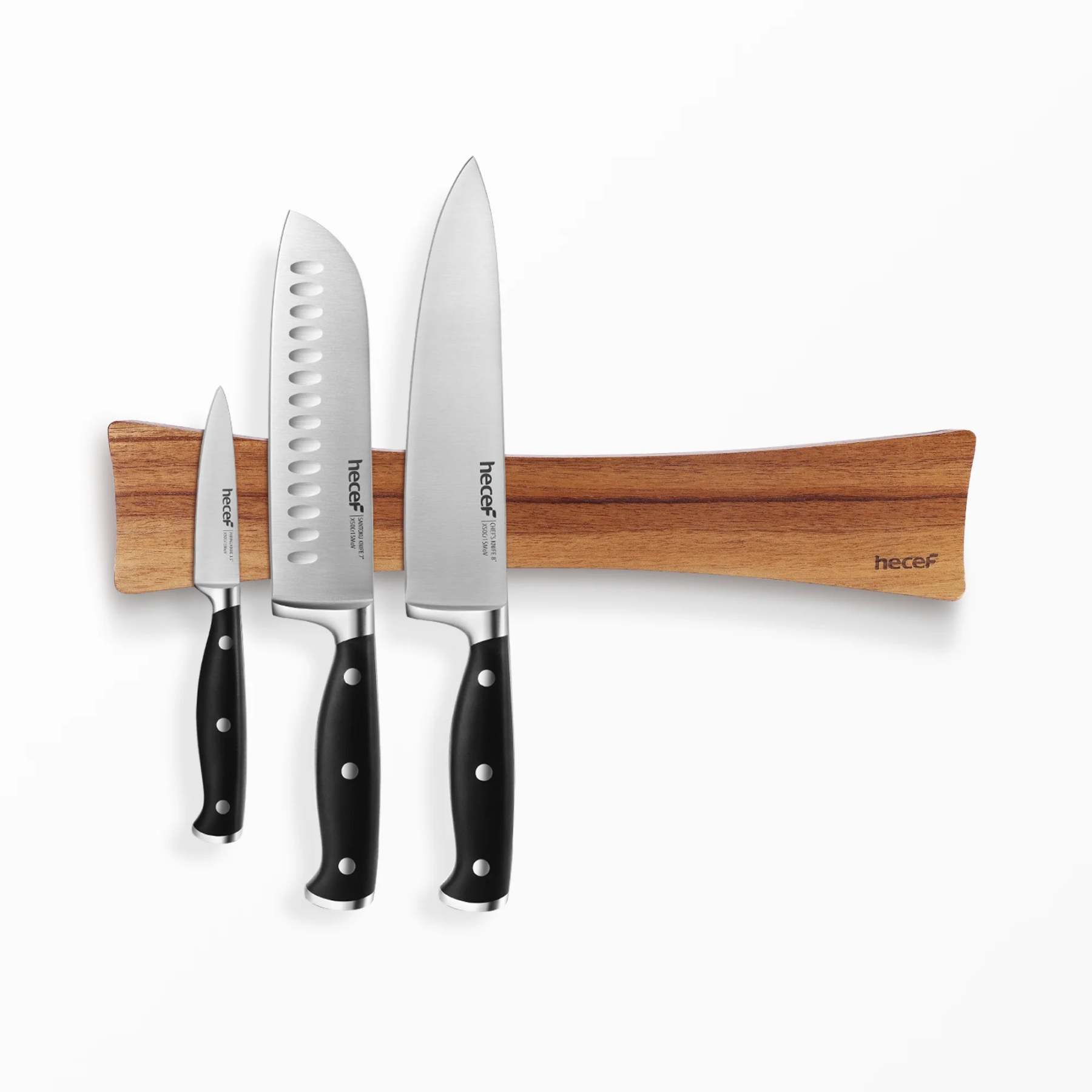 Hecef 16 Inch Magnetic Knife Strip, Solid Wood Knife Organizer Rack with Powerful Magnets for Wall