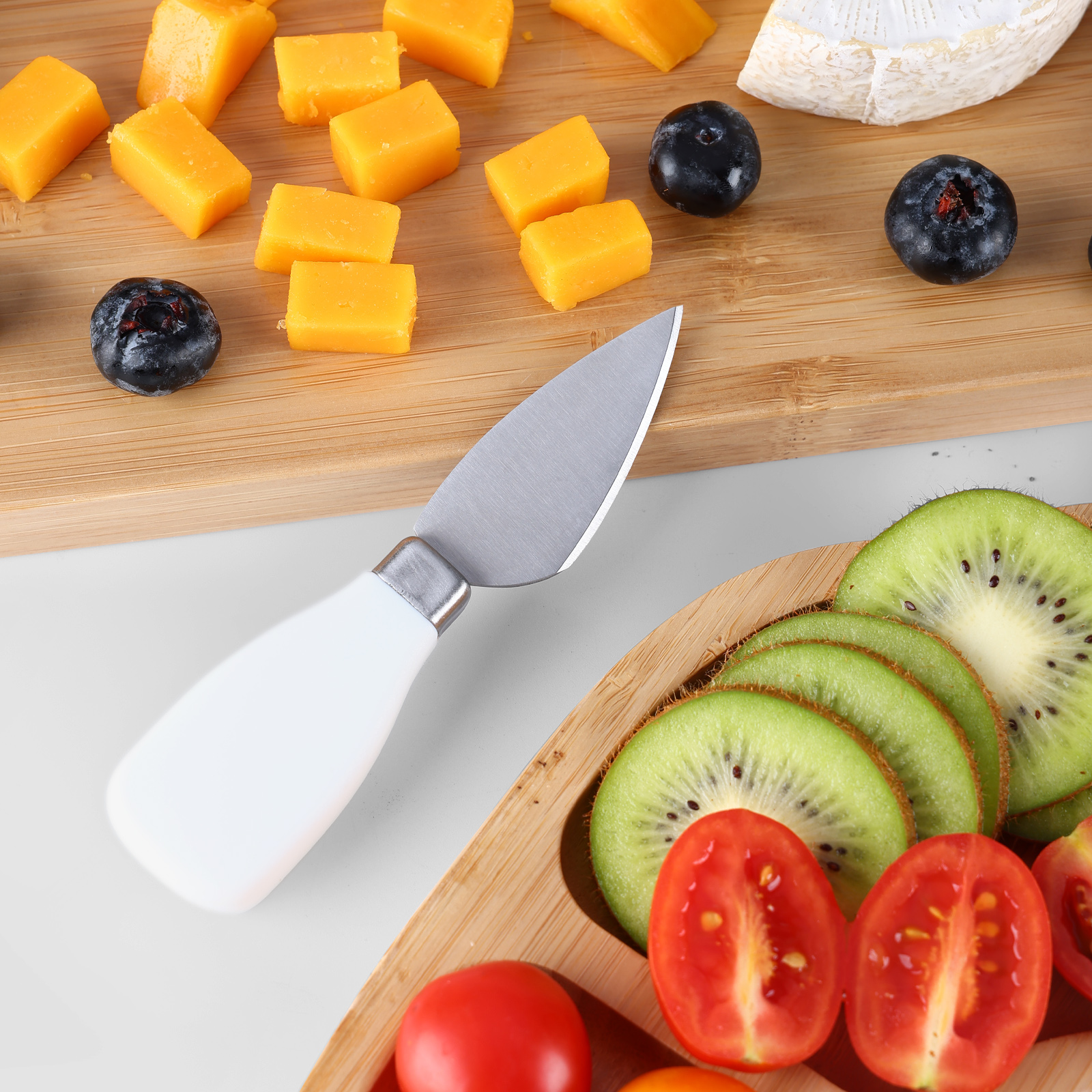 Hecef Bamboo Cheese Board and Knife Set, 13-Piece Large Charcuterie Serving Tray, 17 in