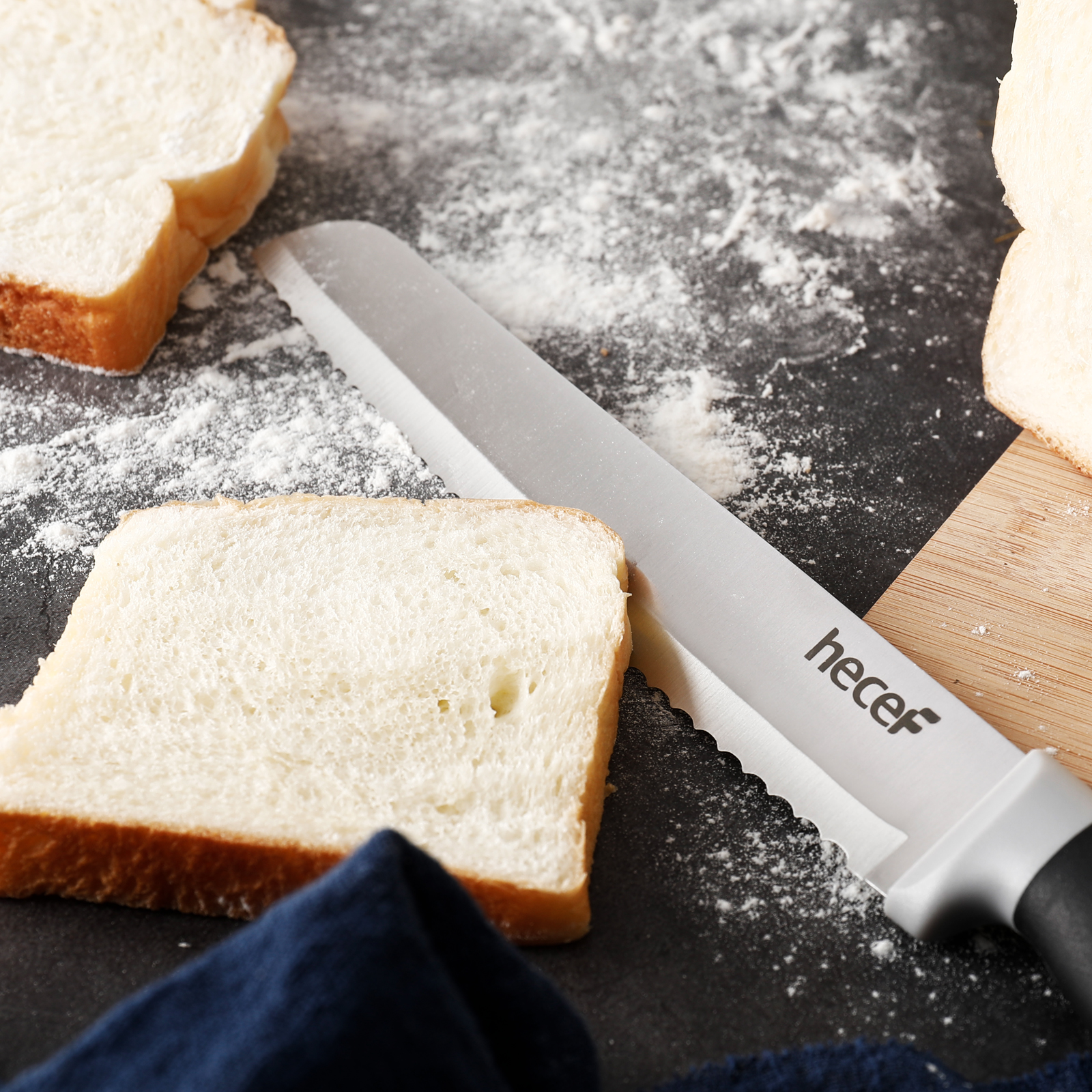 Hecef 14-Piece Black Knife Set with Block, Ultra-Sharp Stainless Steel Kitchen Knives with Comfortable Grip