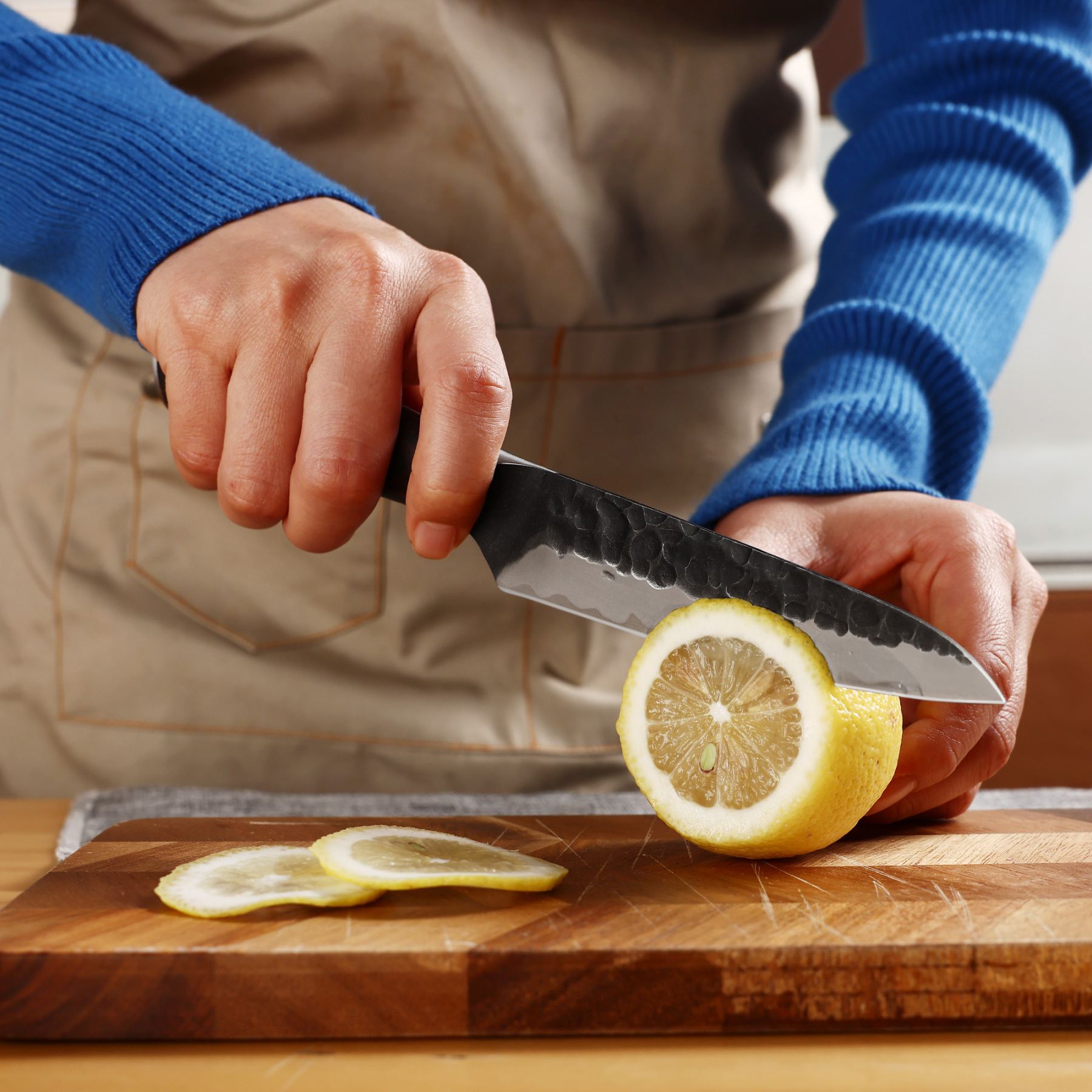 Hecef 2-Piece Kitchen Knife Set, 8-Inch Chef Knife & 5-Inch Utility Knife, 9Cr18Mov High Carbon Stainless Steel, Hammered Clad Blade with Pakkawood Handle, Razor Sharp Cooking Knives