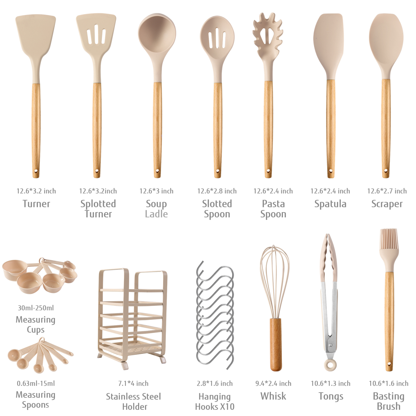 Hecef 32 Piece Kitchen Utensils Set, Food Grade Silicone Cooking Gadgets Tools with Holder
