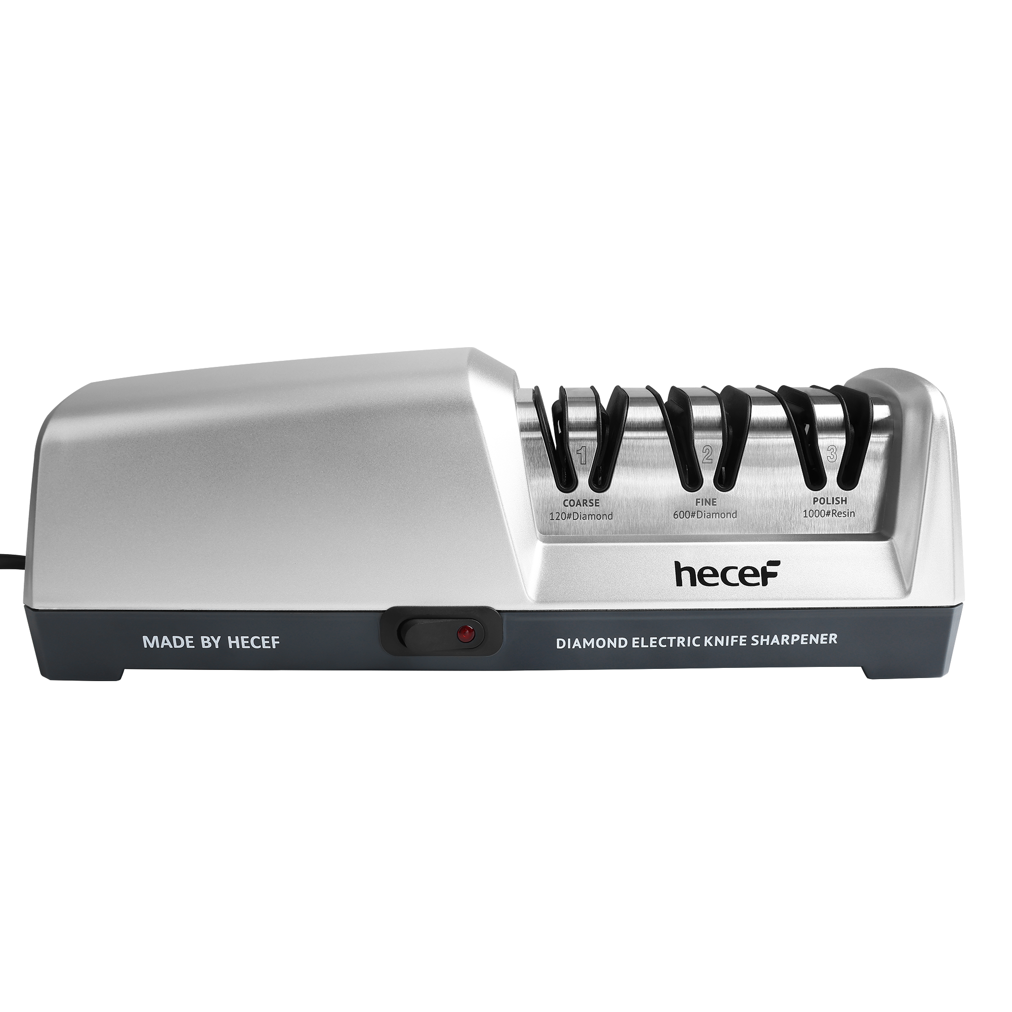 hecef Electric Knife Sharpener, Professional Kitchen Automatic Sharpener for Chef, 3-Stage, 15 Degree
