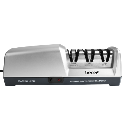 hecef Electric Knife Sharpener, Professional Kitchen Automatic Sharpener for Chef, 3-Stage, 15 Degree