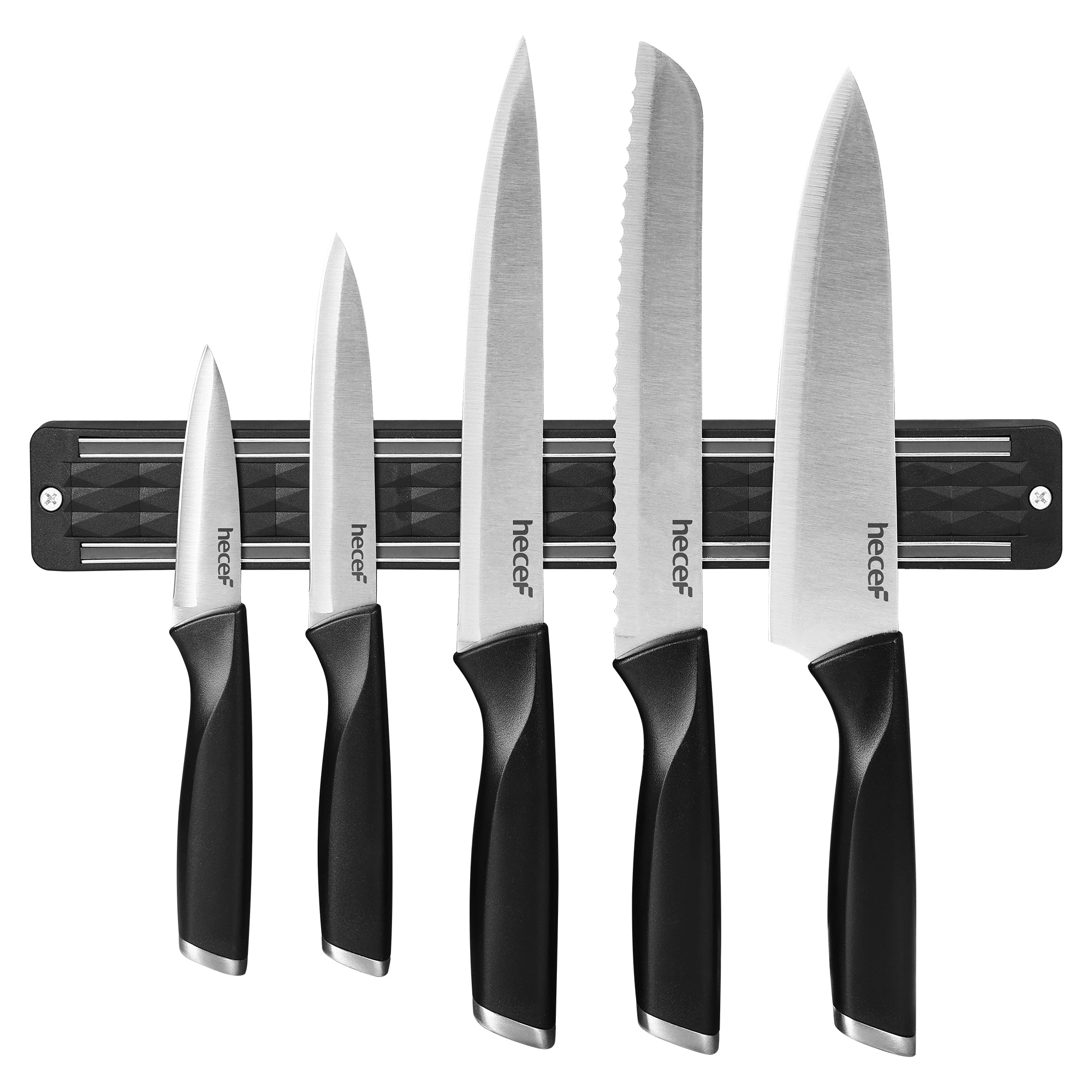 Diamosteel 5 PCS Kitchen Knife Set with Magnetic Knife Strip for Wall