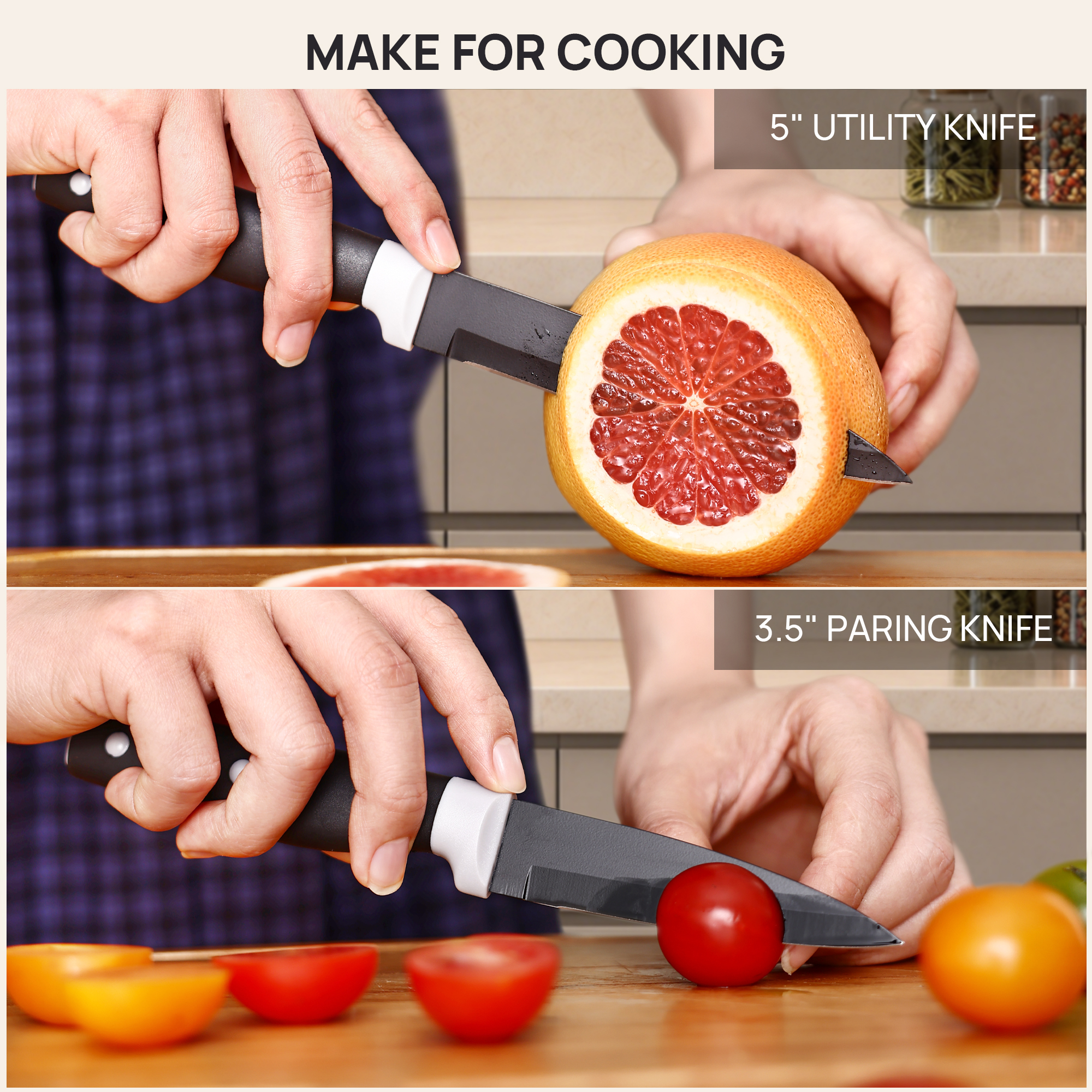 Hecef Upgraded 19 Piece Kitchen Knife Set With Block And Built In Sharpener, Dishwasher Safe Knives
