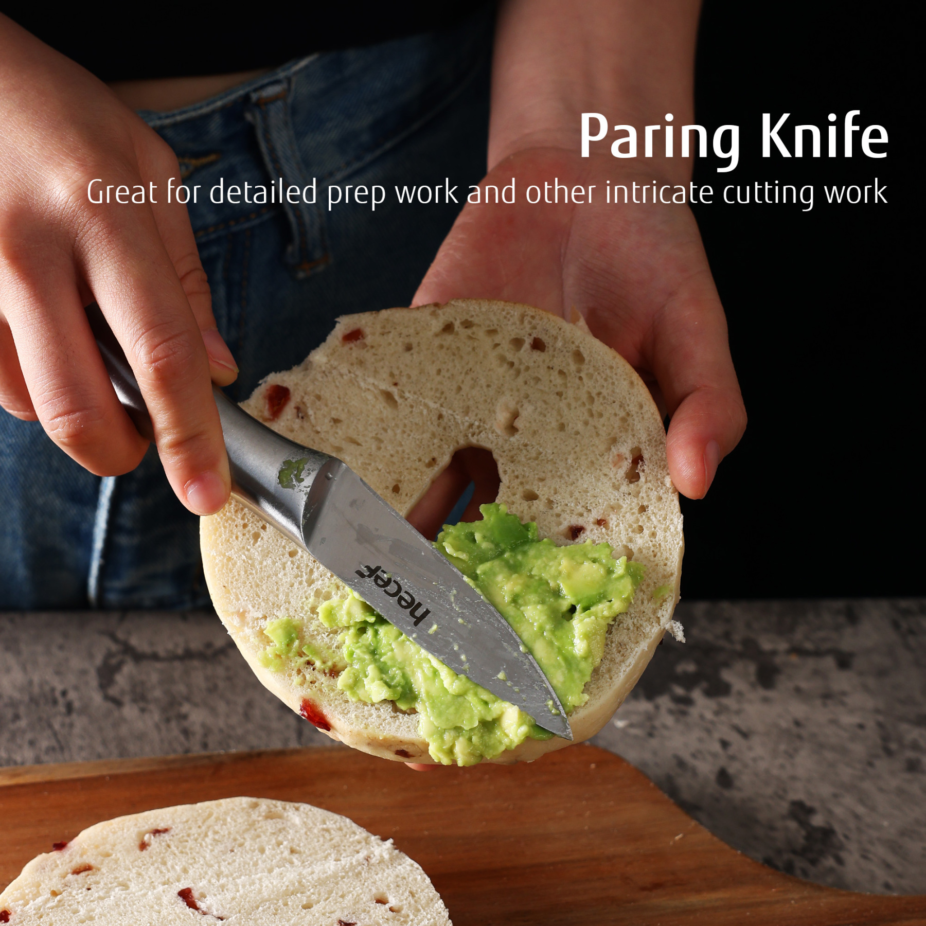 hecef 3-piece knife set sharp kitchen knives with stainless steel blade and hollow handle blade guard