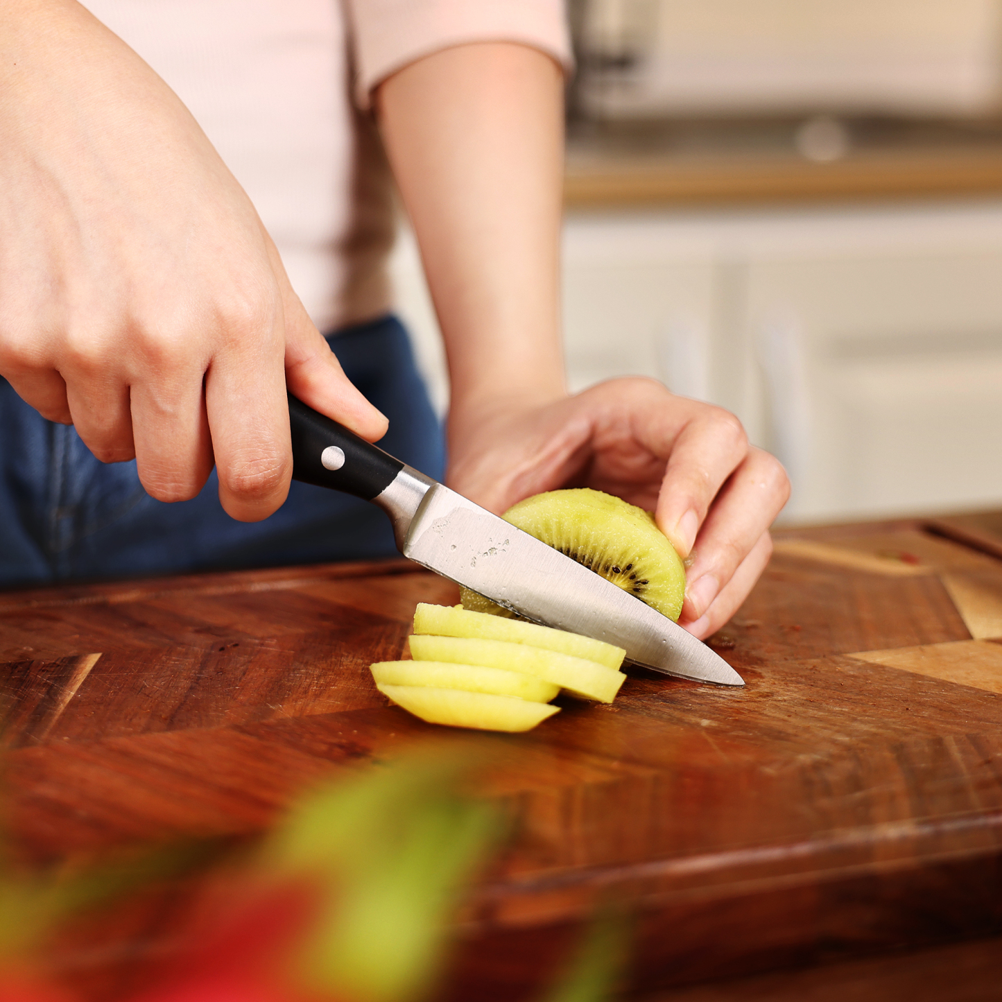 hecef Knife Set, 3-Piece Kitchen Knife Set with Ergonomic ABS Handle, Full Tang, Sharp Chef's Knife, Professional Knife Made of High-Quality Carbon Stainless Steel with Chef's Knife, Santukum Knife