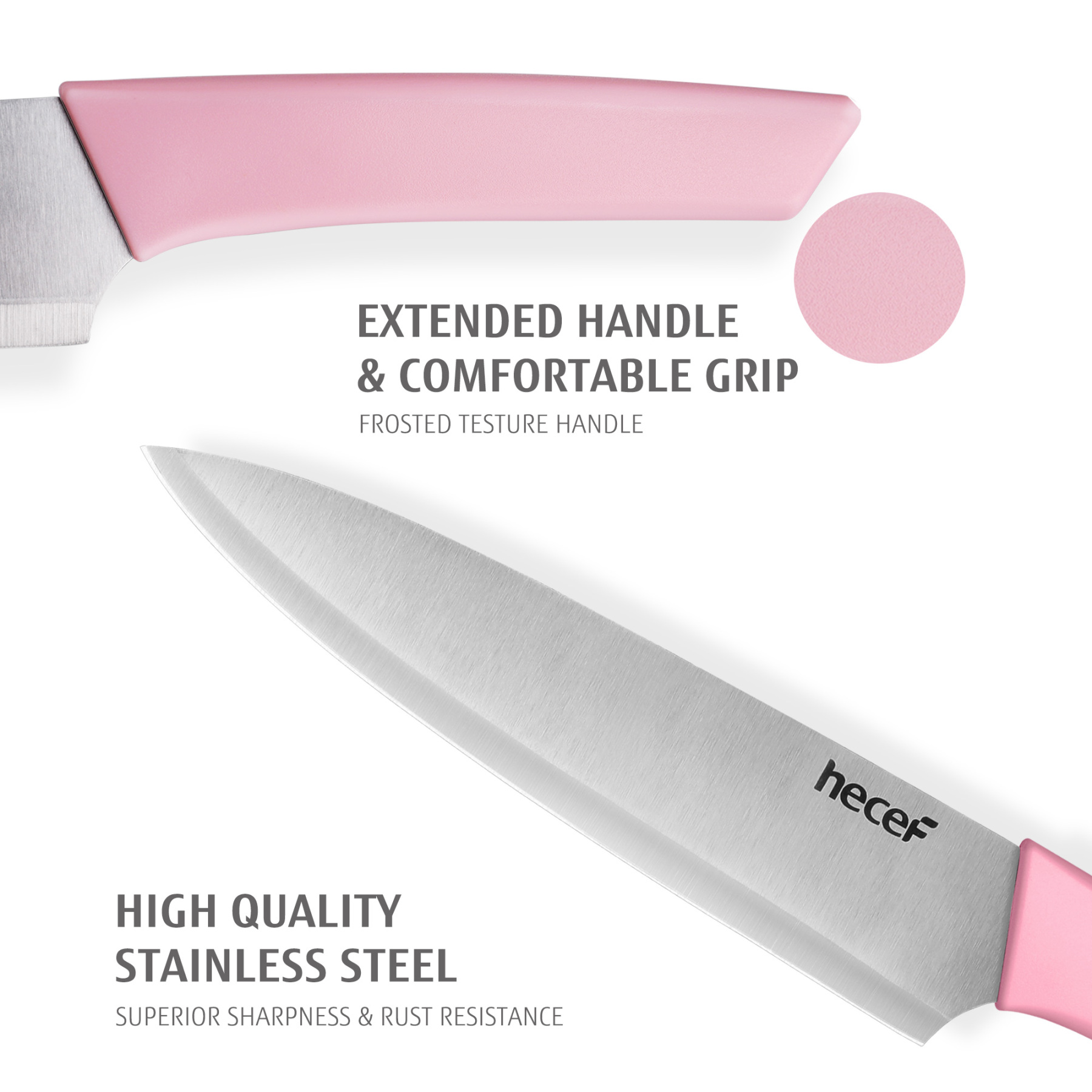 hecef 7-Piece Knife Block Set with Sharp and Non-stick Stainless Steel Blade and Ergonomic Handle