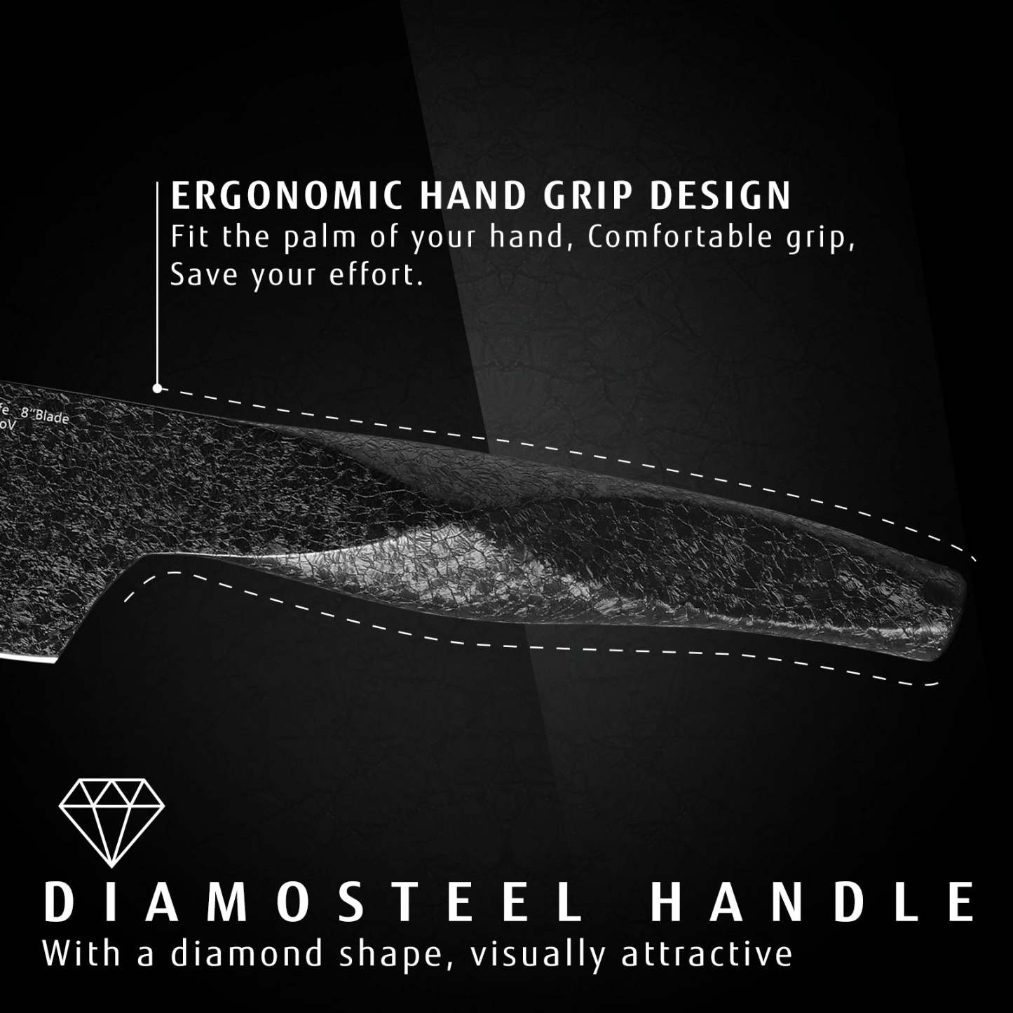 hecef Ice Crack Paring Knife 3.5 inch, Small Kitchen Knife for Peeling, Super Sharp Stainless Steel & Diamond Steel Ergonomic Handle, Black - Hecef Kitchen