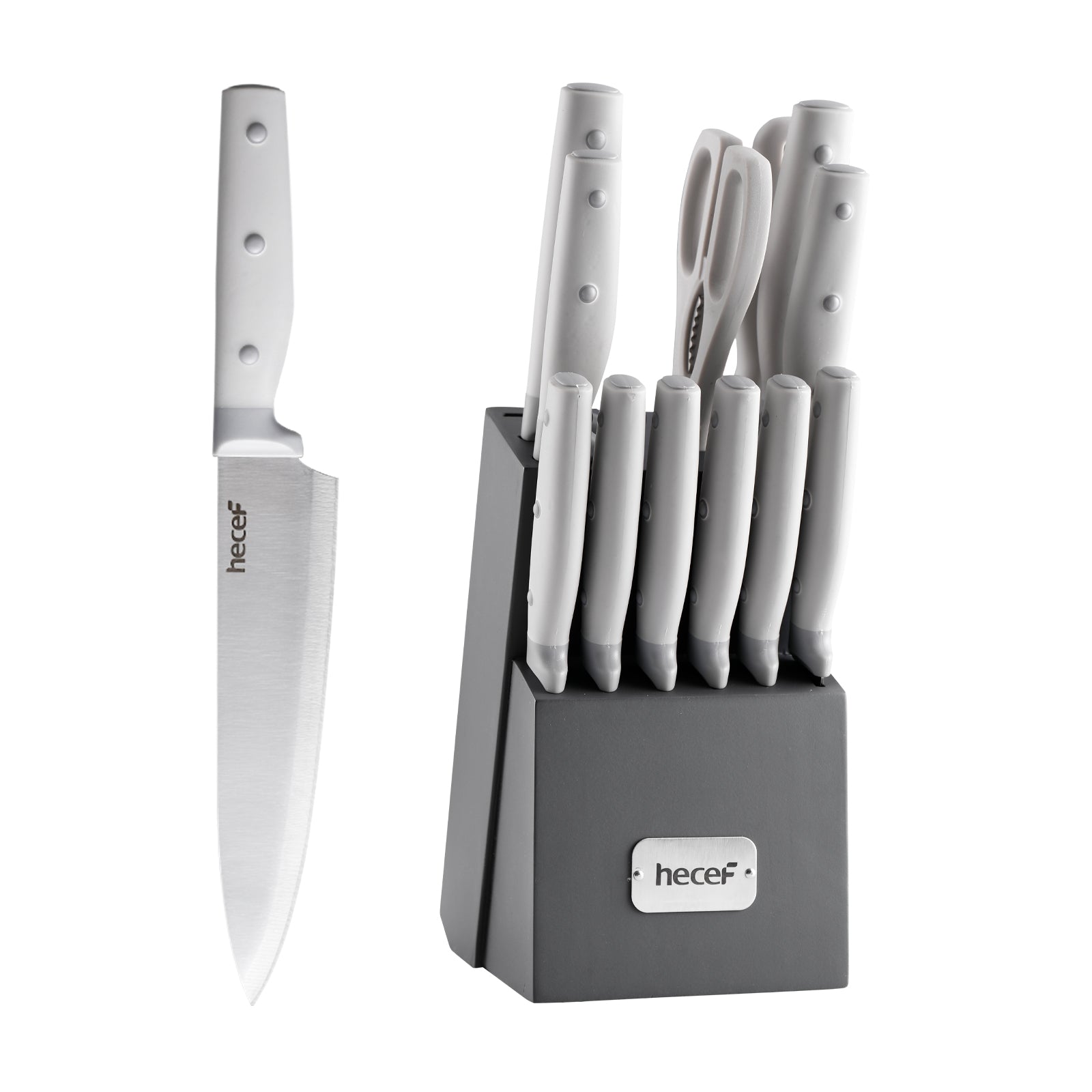 Hecef Kitchen Knife Block Cutlery Set of 14 with Honing Rod & Scissor - Hecef Kitchen