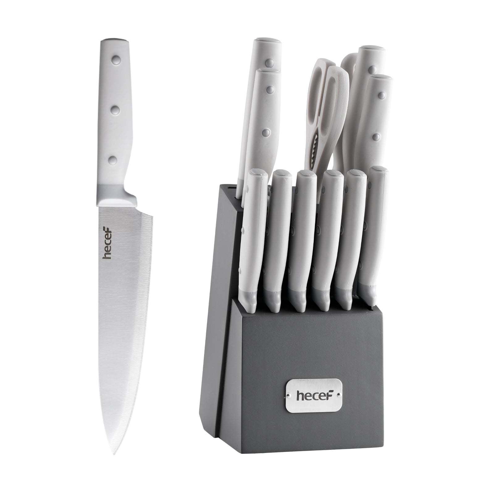 Hecef Kitchen Knife Block Cutlery Set of 14 with Honing Rod & Scissor - Hecef Kitchen