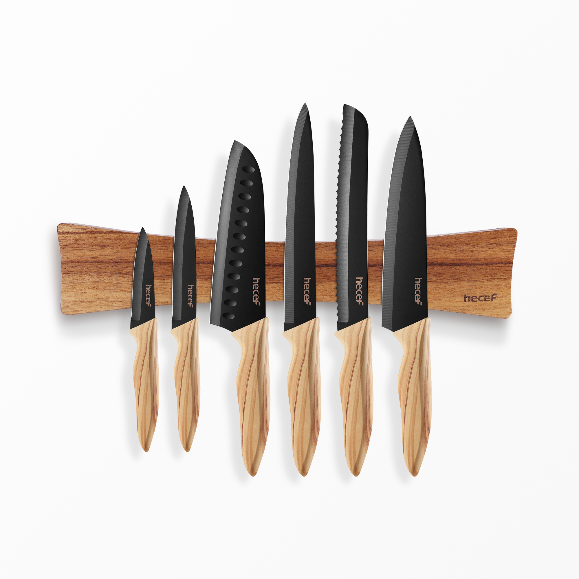 Hecef 15.7 In Chinaberry Wood Magnetic Knife Strip with Powerful Magnets for Wall, Kitchen Knife Organizer Rack