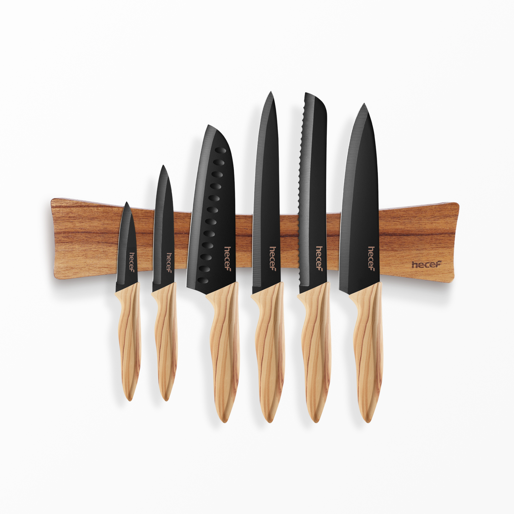 Hecef 15.7 In Chinaberry Wood Magnetic Knife Strip with Powerful Magnets for Wall, Kitchen Knife Organizer Rack