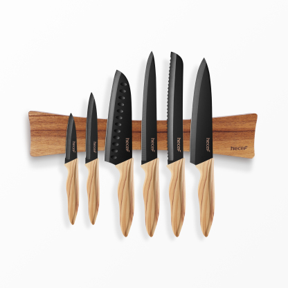 Hecef 15.7 In Chinaberry Wood Magnetic Knife Strip with Powerful Magnets for Wall, Kitchen Knife Organizer Rack