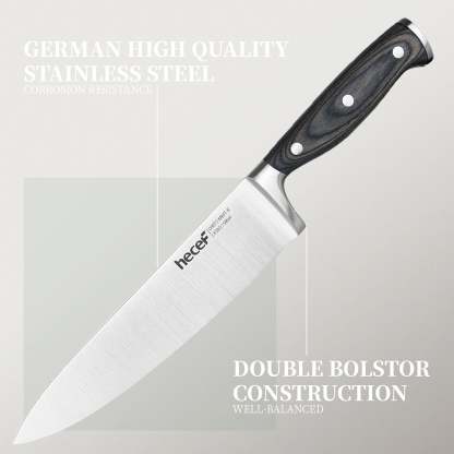 Hecef 3-Piece Professional Kitchen Knife Set, German Steel Extra Sharp Chef Knife Set