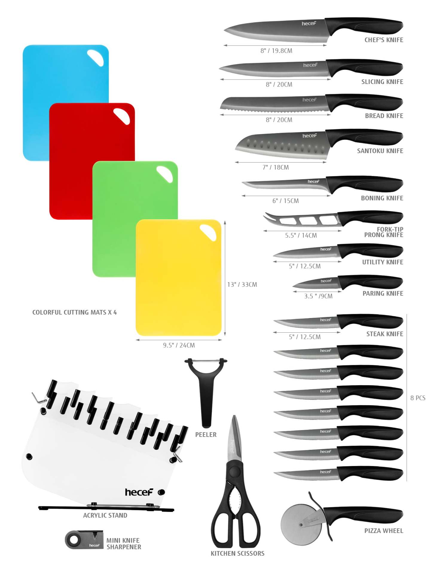 {Hecef Kitchenware}{knife}{cheese board}