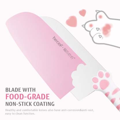 hecef Cute Kitchen Knife Set,5-piece Non-Stcik Knives Set with Detachable Block and Scissors,Sharp Kitchen Knives for Chopping, Slicing, Dicing and Cutting - Hecef Kitchen