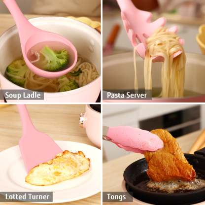 Hecef 32 PCS Kitchen Utensils Set, Silicone Cooking Utensils Set with Stainless Steel Holder, 446°F Heat Resistant Food Grade Kitchen Gadgets Tools Set Wooden Handle for Nonstick Cookware - Hecef Kitchen