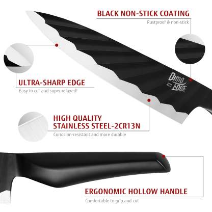 Dimoedge Kitchen Knife Block Set with Built-in Sharpener, Ultra-Sharp 13-Piece Stainless Steel Knives with Ergonomic Hollow Handle - Hecef Kitchen