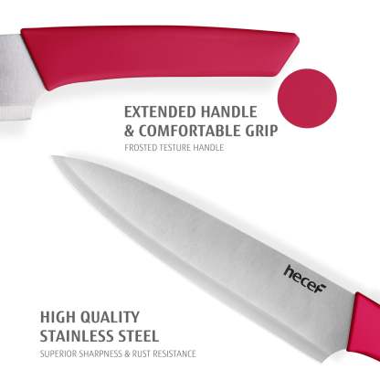 Hecef 12 Pieces Kitchen Knife Block Set,Knife Set with Wooden Block & Steak Knives Set, Lightweight and Strong High Carbon Stainless Steel Cutlery Set, Extended Handle Design - Hecef Kitchen