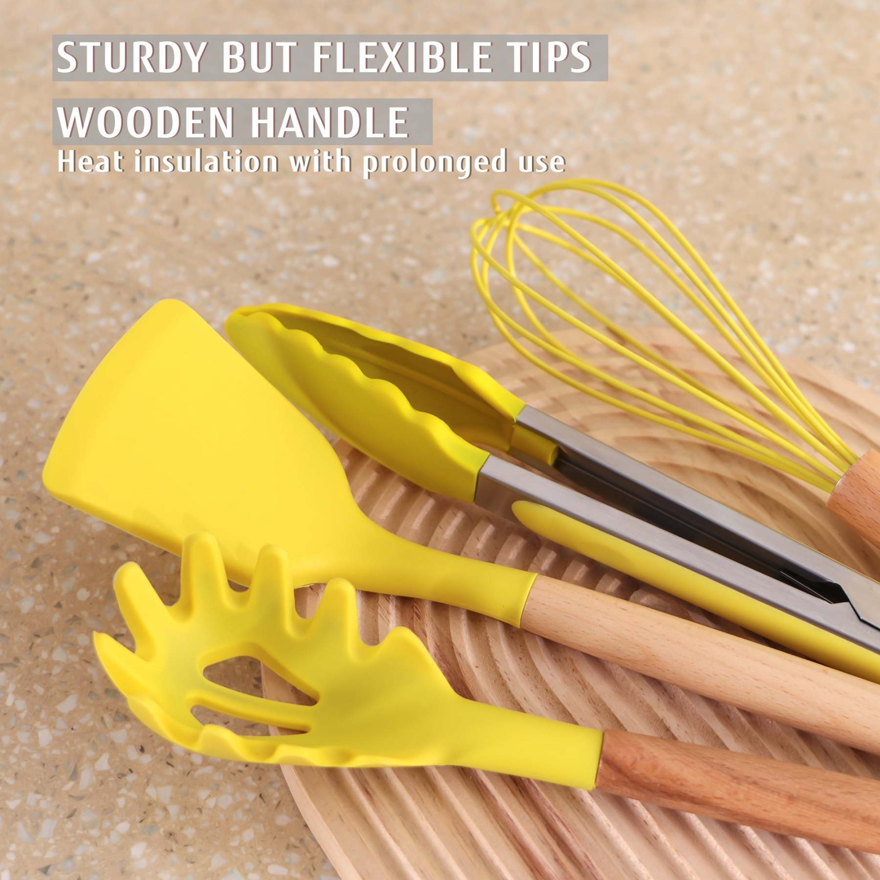 Hecef 32 PCS Kitchen Utensils Set, Silicone Cooking Utensils Set with Stainless Steel Holder, 446°F Heat Resistant Food Grade Kitchen Gadgets Tools Set Wooden Handle for Nonstick Cookware - Hecef Kitchen
