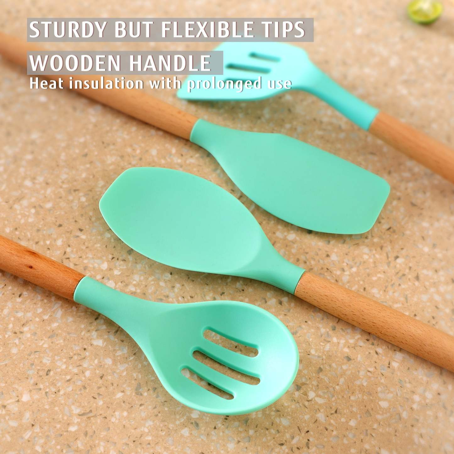 Hecef 32 PCS Kitchen Utensils Set, Silicone Cooking Utensils Set with Stainless Steel Holder, 446°F Heat Resistant Food Grade Kitchen Gadgets Tools Set Wooden Handle for Nonstick Cookware - Hecef Kitchen