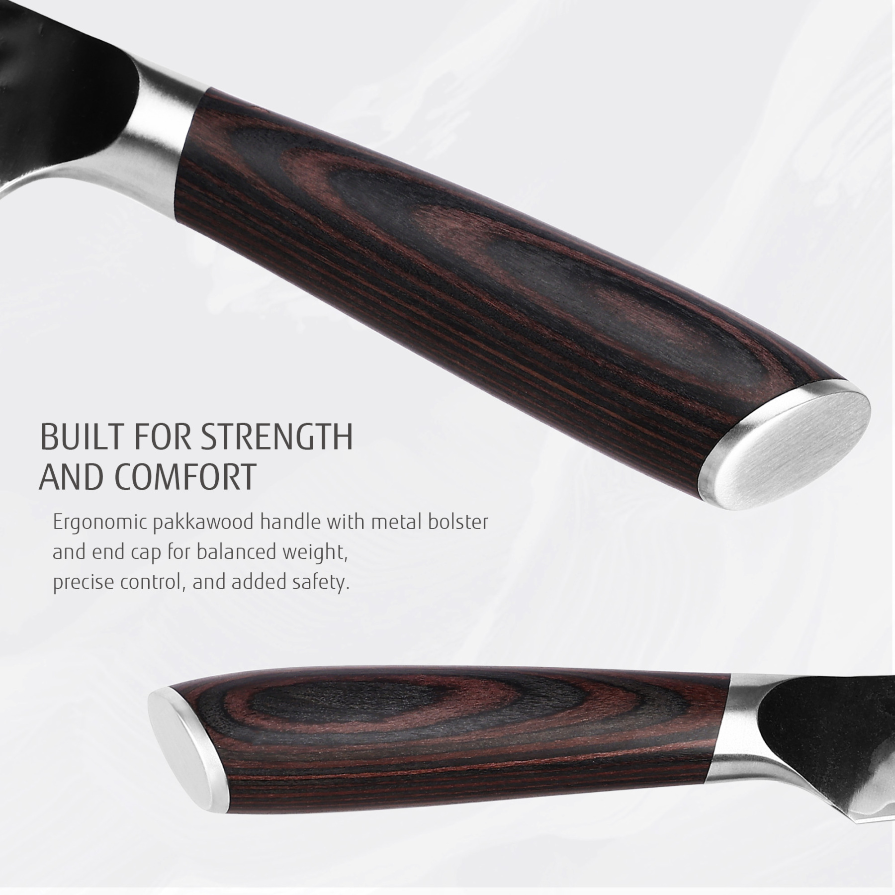 Hecef 2-Piece Kitchen Knife Set, 8-Inch Chef Knife & 5-Inch Utility Knife, 9Cr18Mov High Carbon Stainless Steel, Hammered Clad Blade with Pakkawood Handle, Razor Sharp Cooking Knives