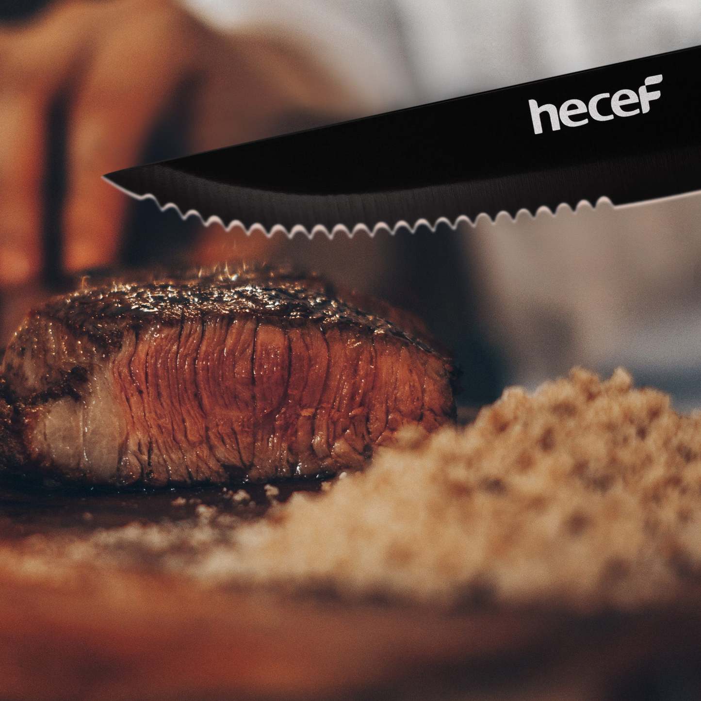 Hecef Black Oxide Steak Knives Set of 8, Dishwasher Safe High Carbon Stainless Steel Serrated Knives - Hecef Kitchen