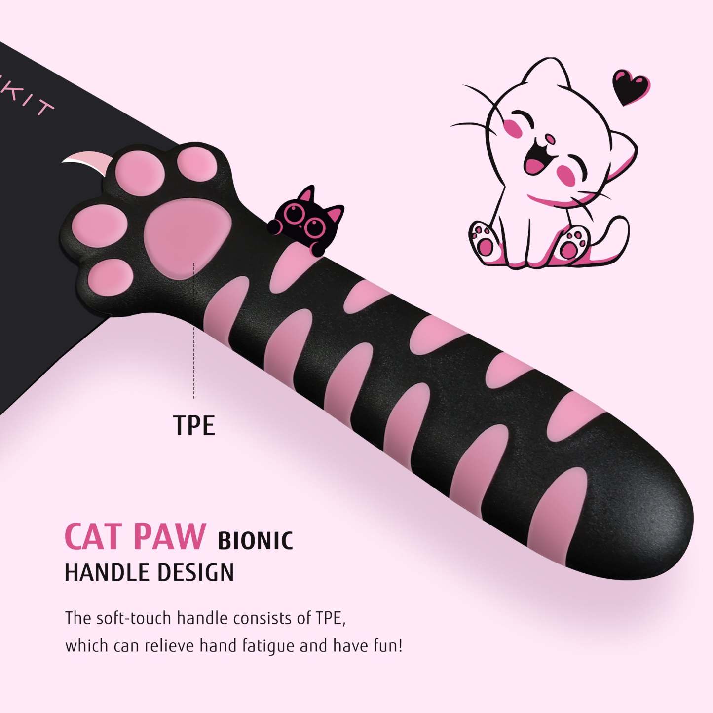 Meowkit 5-Piece Knife Set with Block, High Carbon Steel Extra Sharp Edge with Cat Paw Handle