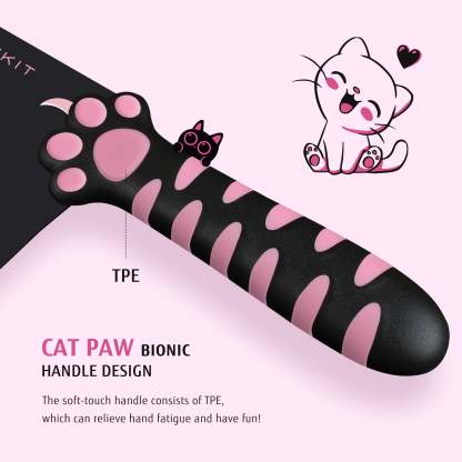 Meowkit 5-Piece Knife Set with Block, High Carbon Steel Extra Sharp Edge with Cat Paw Handle