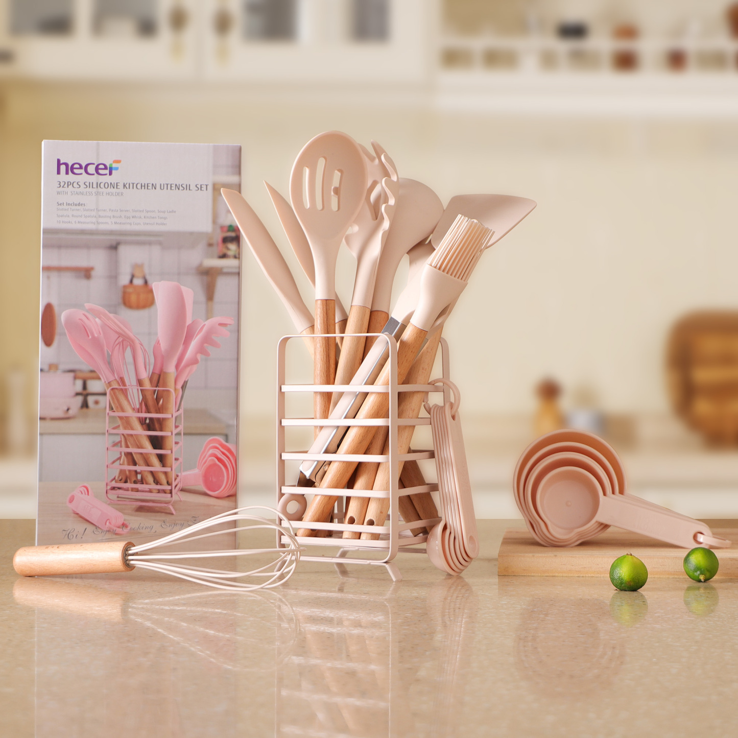 Hecef 32 Piece Kitchen Utensils Set, Food Grade Silicone Cooking Gadgets Tools with Holder