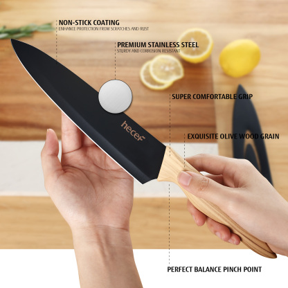 Hecef 6PCS Kitchen Knife Set Ultra Sharp Stainless Steel Chef's Knife with Knife Case