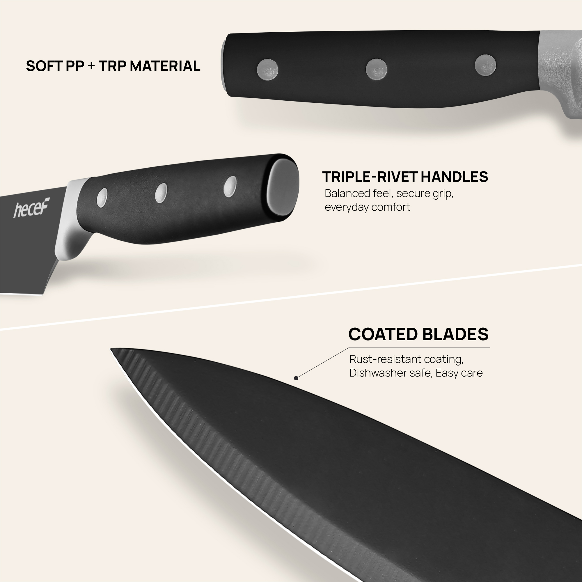 Hecef Upgraded 19 Piece Kitchen Knife Set With Block And Built In Sharpener, Dishwasher Safe Knives