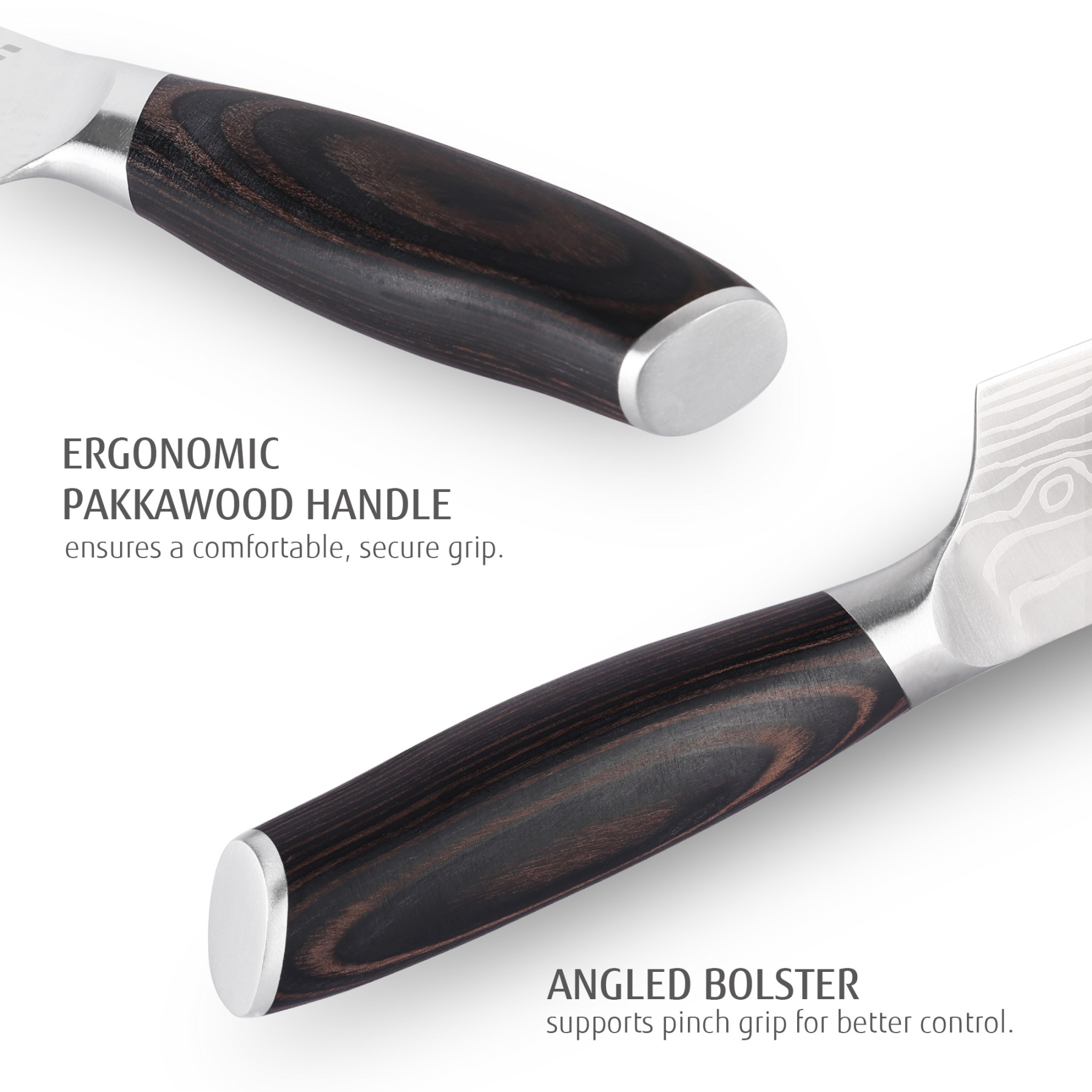 hecef 5in utility knife carbon steel blade double bolster and ergonomic coffee pakkawood handle