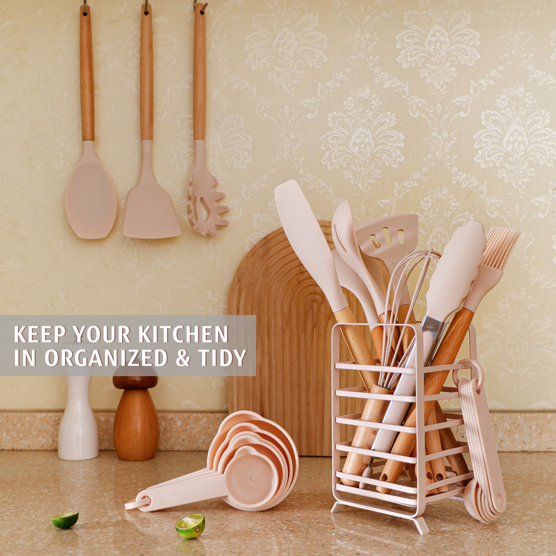 Hecef 32 Piece Kitchen Utensils Set, Food Grade Silicone Cooking Gadgets Tools with Holder