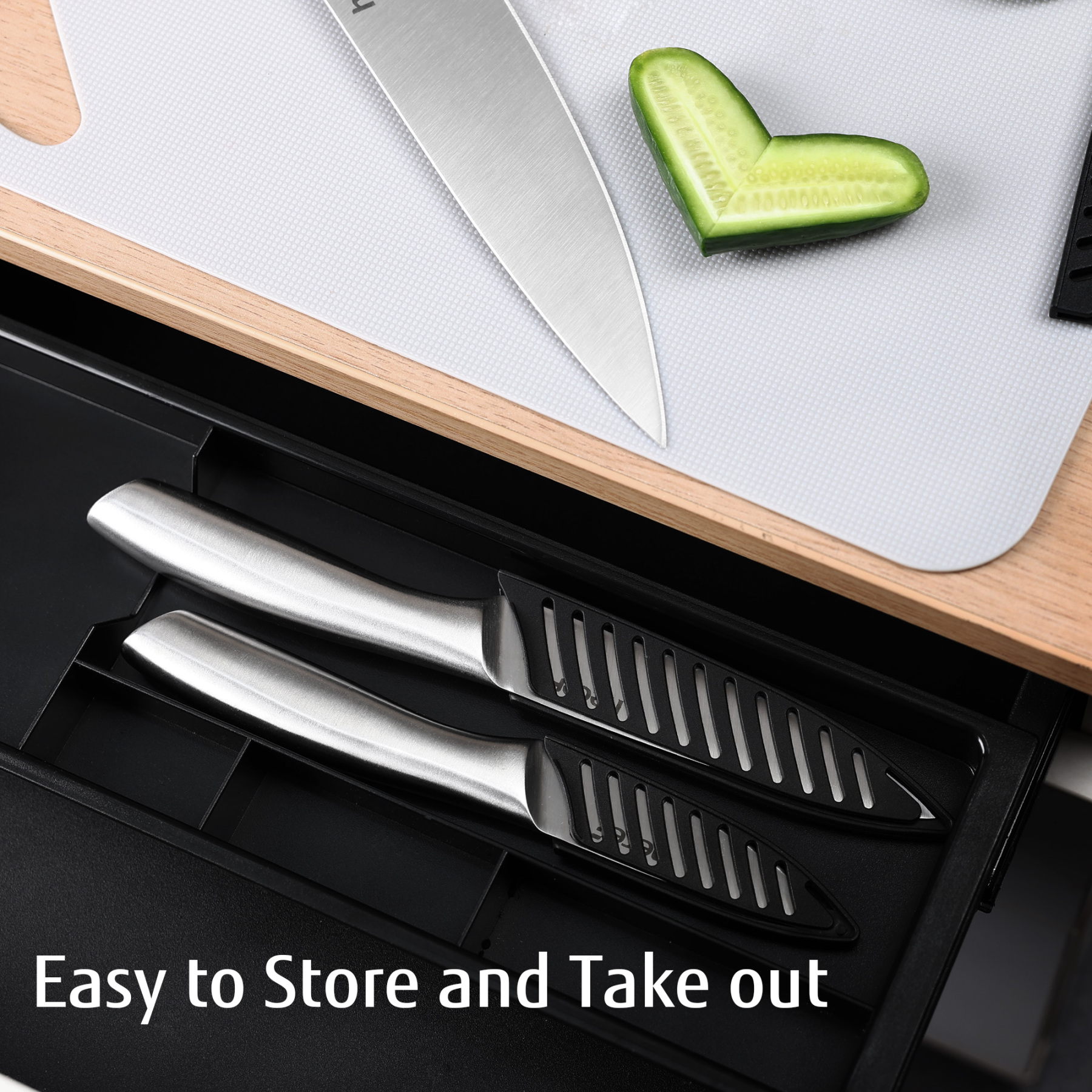 hecef 3-piece knife set sharp kitchen knives with stainless steel blade and hollow handle blade guard