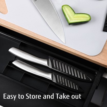 hecef 3-piece knife set sharp kitchen knives with stainless steel blade and hollow handle blade guard