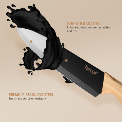 Hecef 6PCS Kitchen Knife Set Ultra Sharp Stainless Steel Chef's Knife with Knife Case