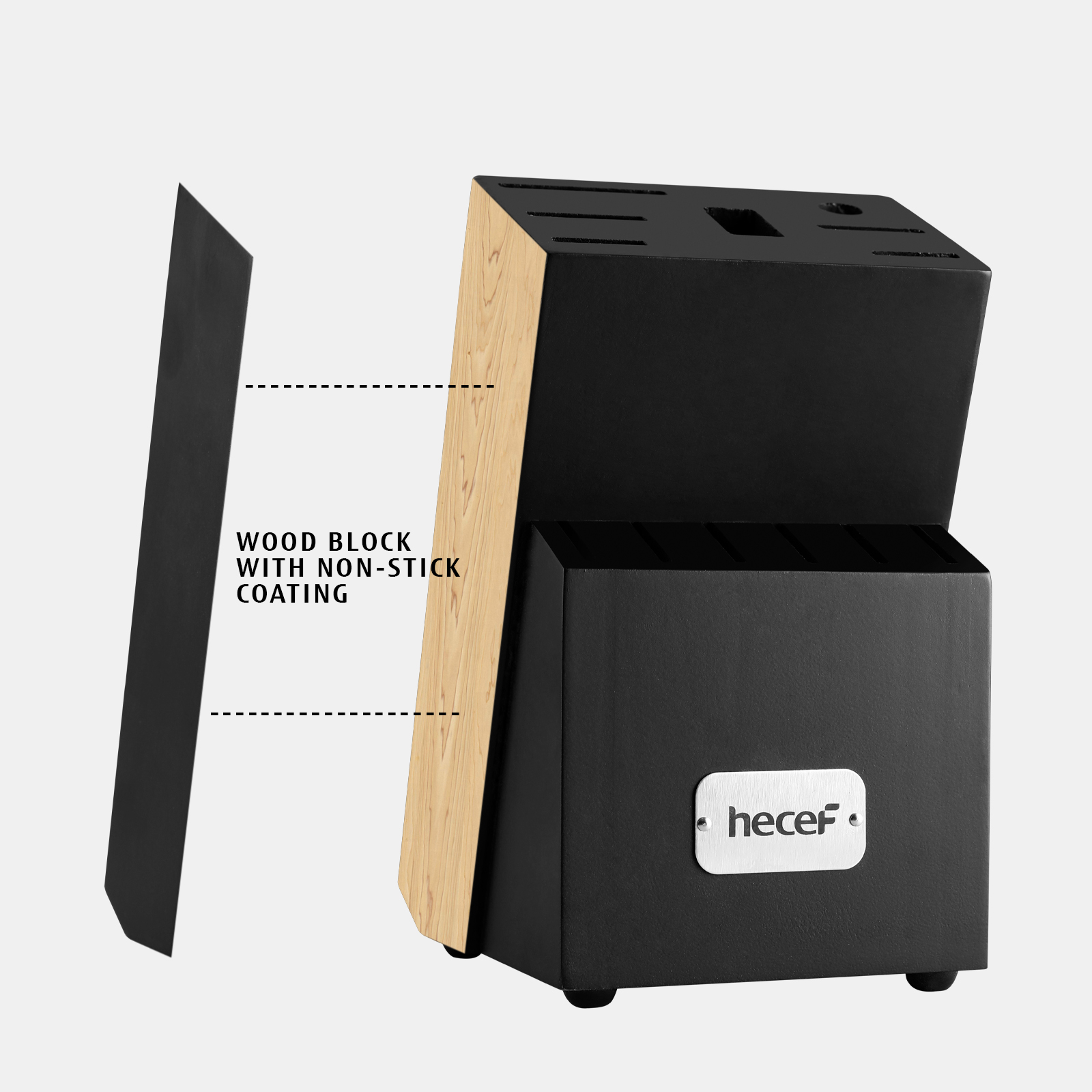 Hecef 14-Piece Black Knife Set with Block, Ultra-Sharp Stainless Steel Kitchen Knives with Comfortable Grip