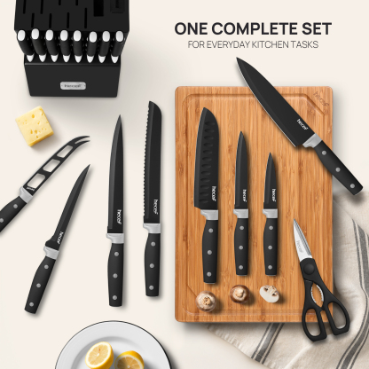 Hecef Upgraded 19 Piece Kitchen Knife Set With Block And Built In Sharpener, Dishwasher Safe Knives