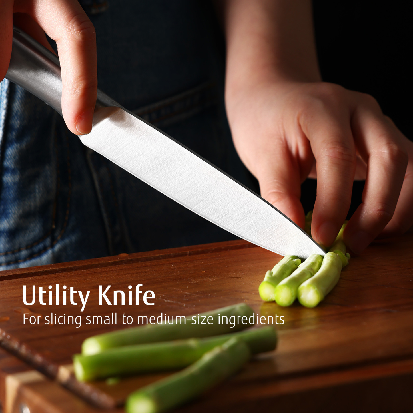 hecef 3-piece knife set sharp kitchen knives with stainless steel blade and hollow handle blade guard